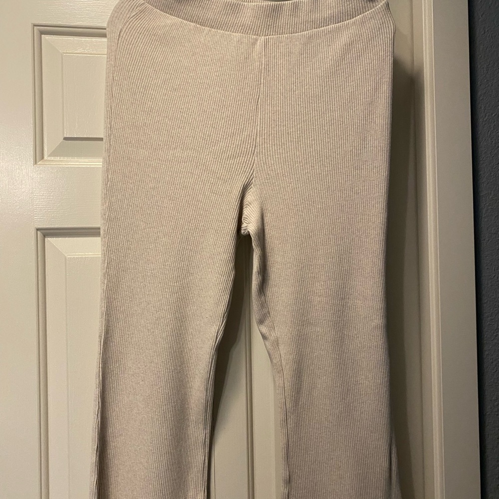 Cozy Cream Ribbed Pants